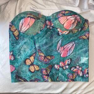 Butterfly Fairycore Bustier Corset Top L Structured Whimsical Coquette Feminine